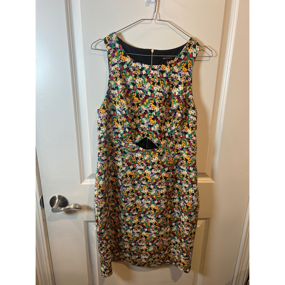I Heart Ronson Womens Sheath Dress Front Cutout Floral Multi 10